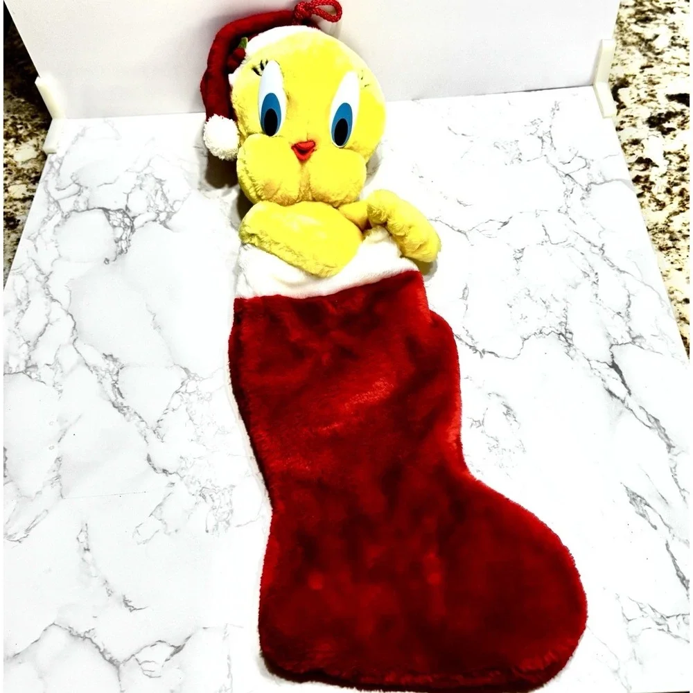 VTG 1991 Warner Bros. Looney Tunes Tweety Bird Christmas Stocking Plush Cartoon